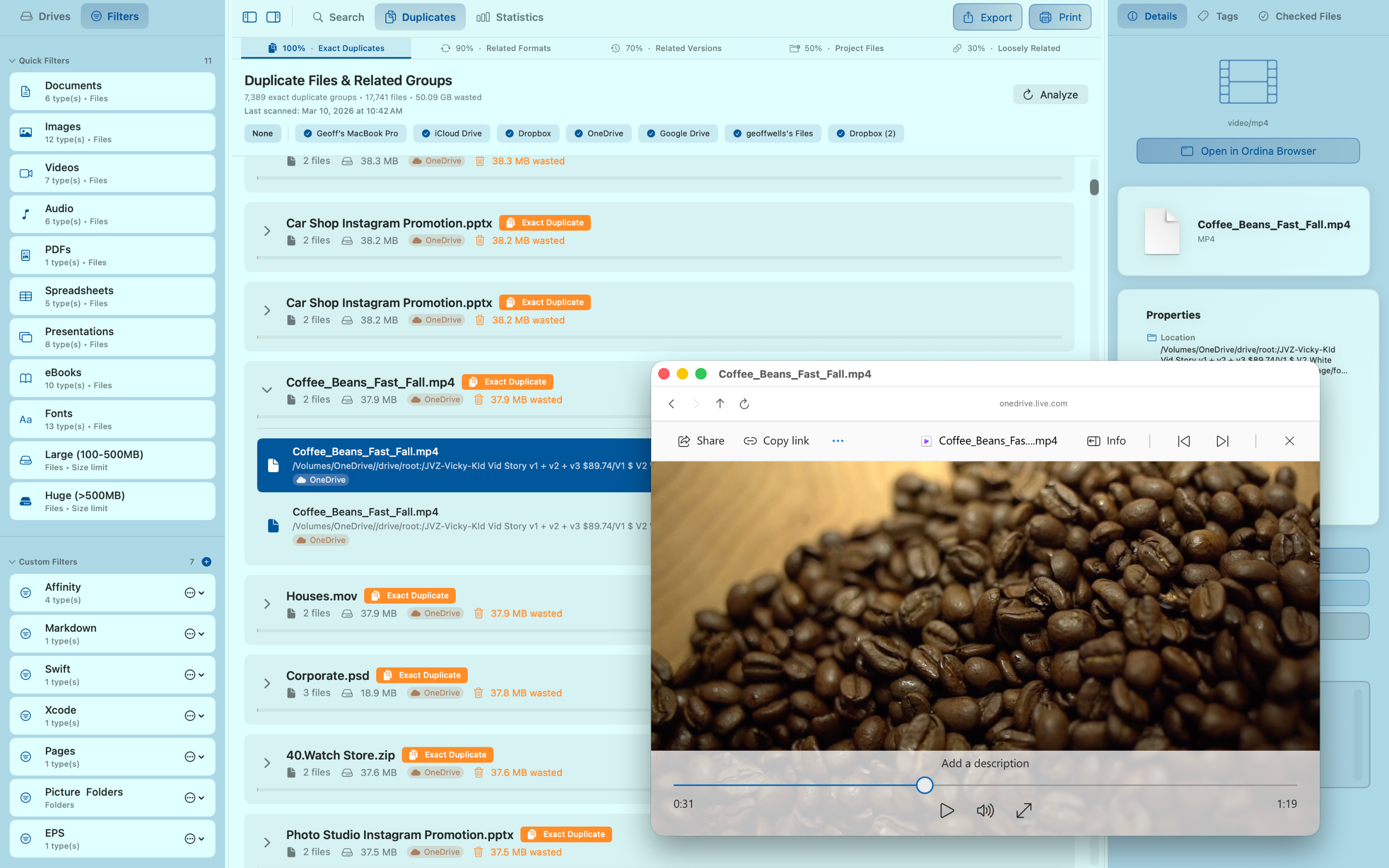 Ordina duplicate file detection