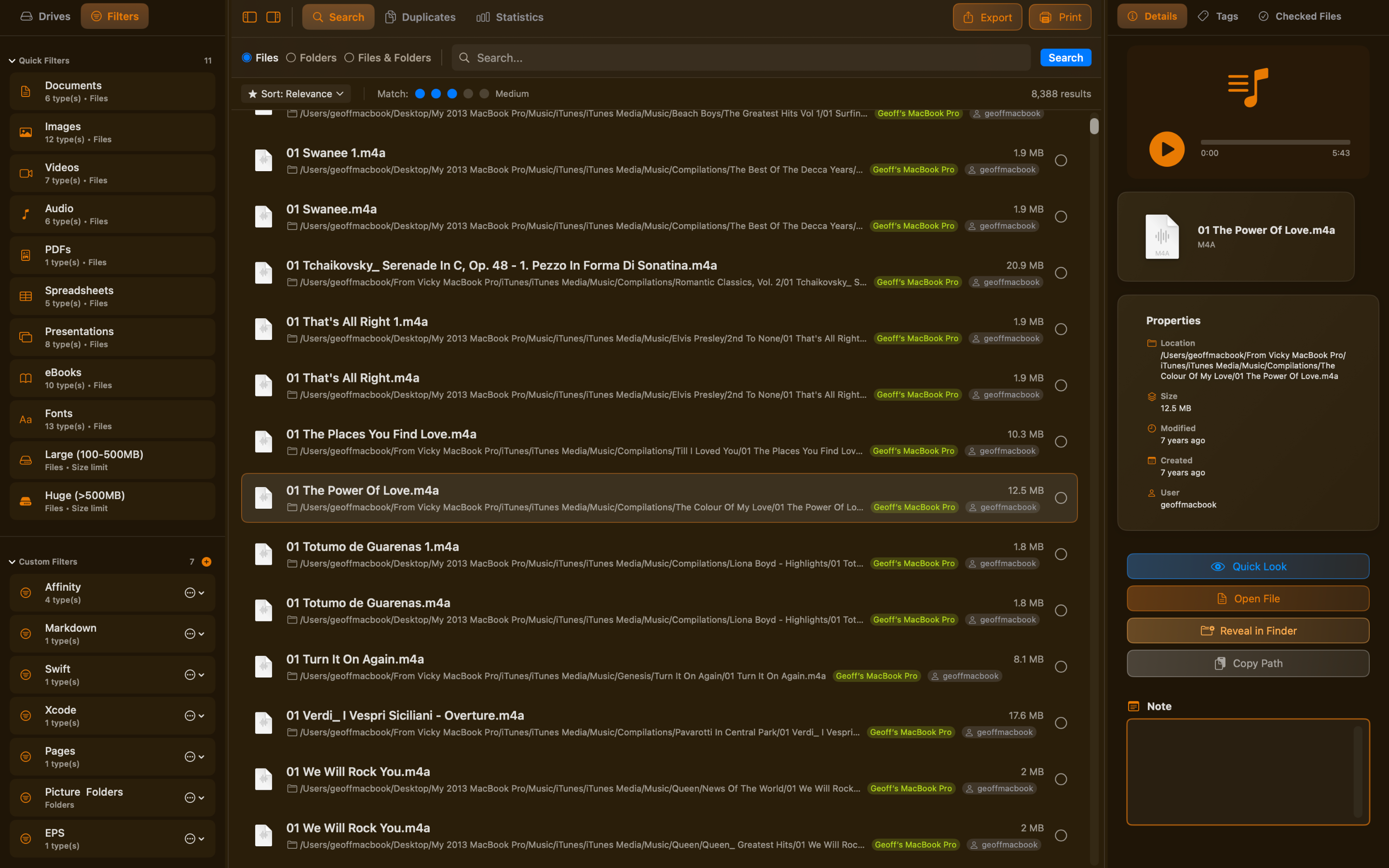 Ordina music and media files